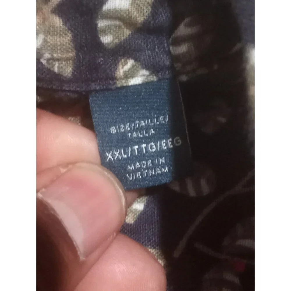 Perry Ellis 100% Linen Slim Fit Men’s Button Shirt Blue Floral Short Sleeve 2XL - Picture 10 of 12